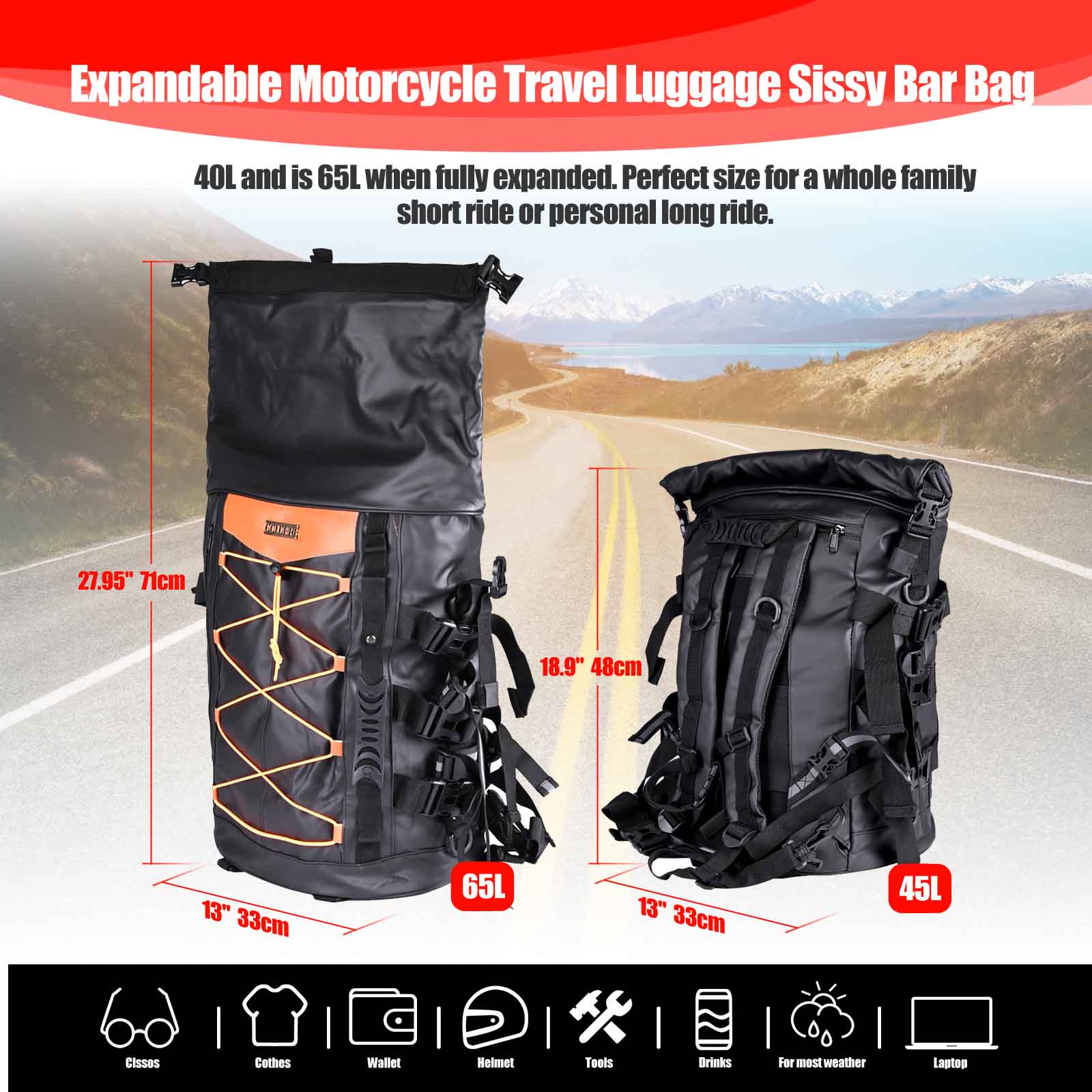 Expandable Motorcycle Tail Bag - đánh giá và giá Motorcycle Gear Travel Bag